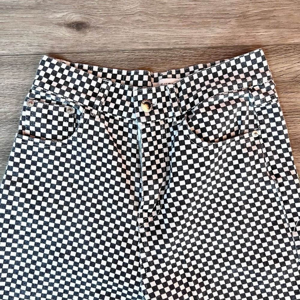 Shekou New Zealand Black And White Checkered Pattern 5‎ Pocket Jeans Size Small